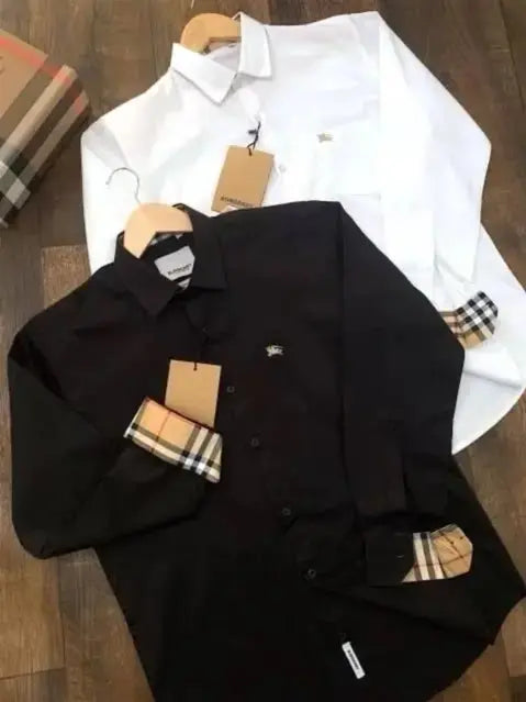 Burberry Premium Quality White and Black Shirt Combo