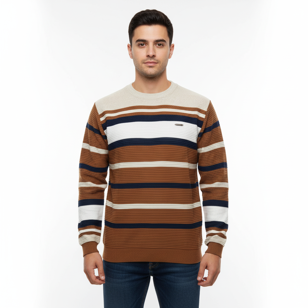 Men’s Striped Cord Fabric Full Sleeve T-Shirt