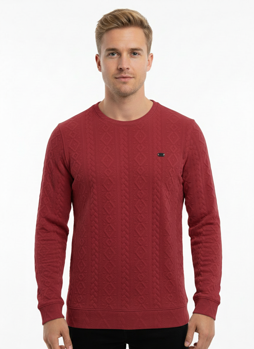 Men’s Textured Round Neck Jacquard T-Shirt