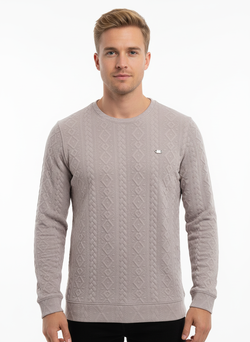 Men’s Textured Round Neck Jacquard T-Shirt