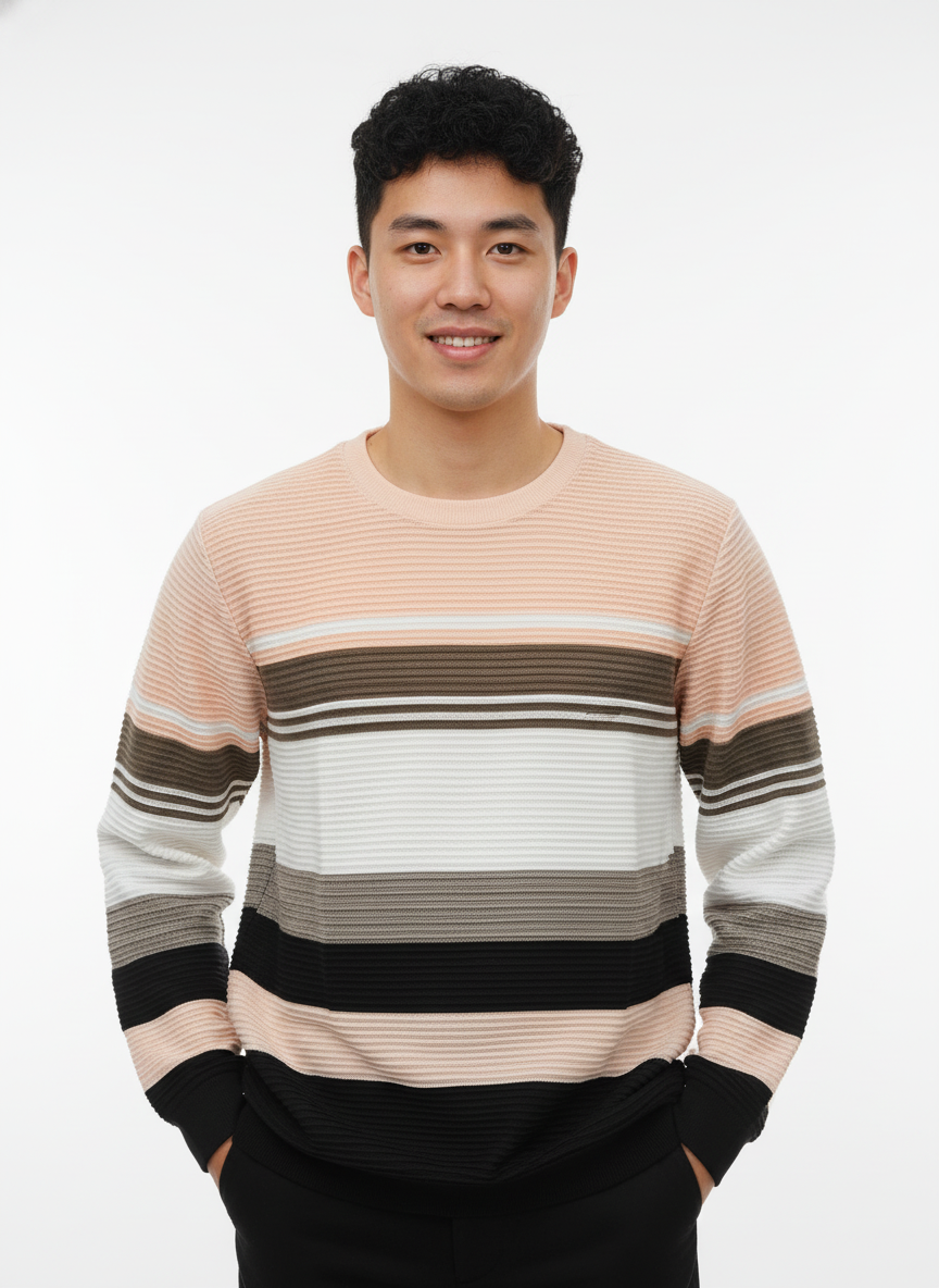 Men’s Striped Cord Fabric Full Sleeve T-Shirt