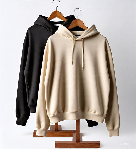 Combo of two Stylish solid Hoodies unisex best for winter (black & beige)