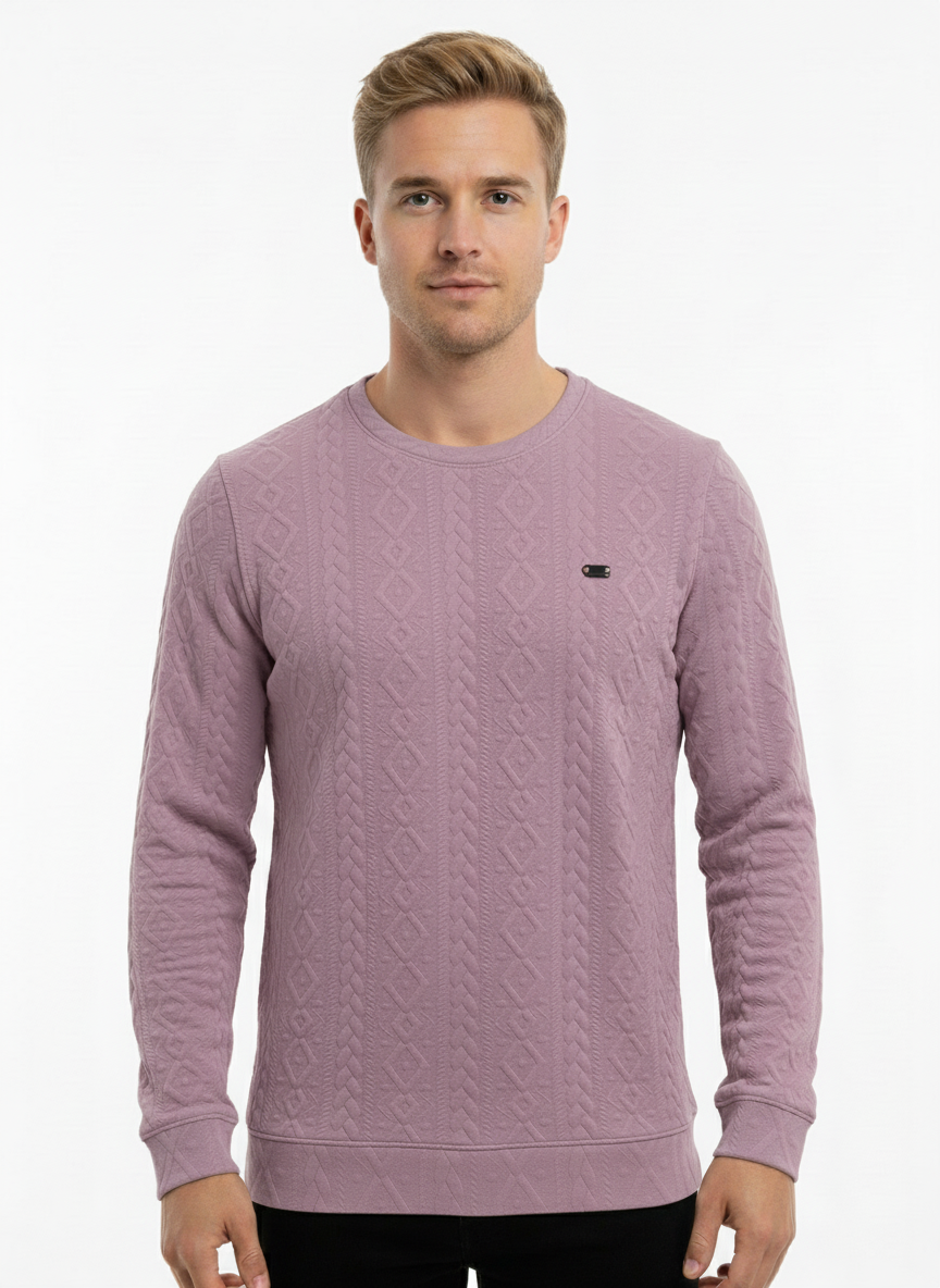 Men’s Textured Round Neck Jacquard T-Shirt