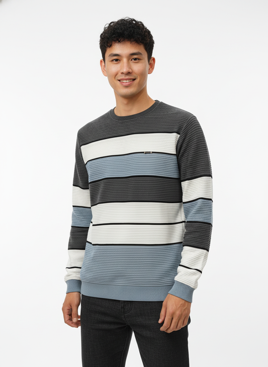 Men’s Striped Cord Fabric Full Sleeve T-Shirt
