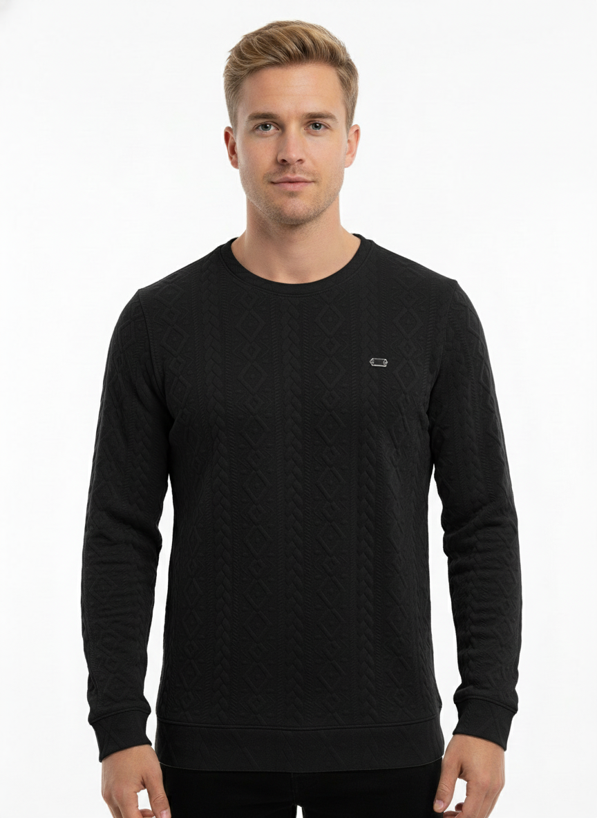 Men’s Textured Round Neck Jacquard T-Shirt