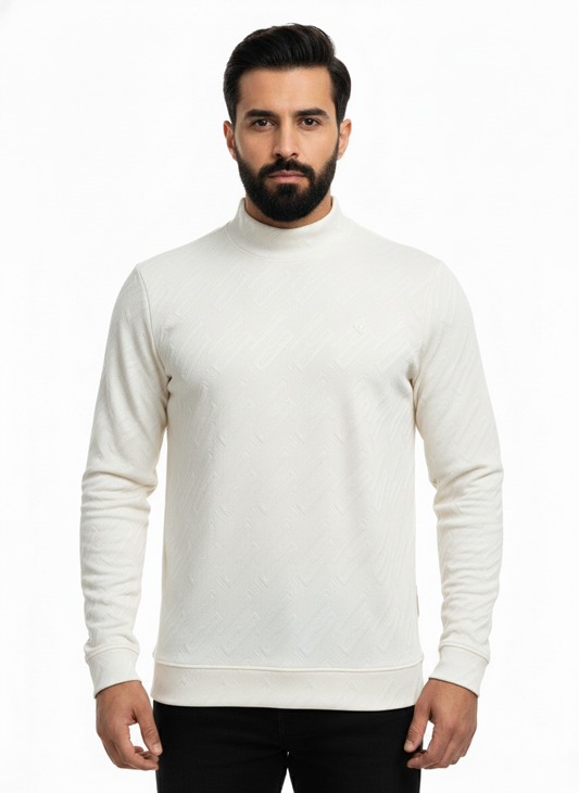 Men’s Solid Tee Neck Jacquard Stretchable T-Shirt