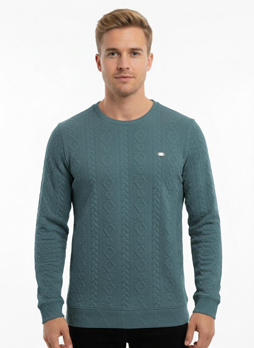 Men’s Textured Round Neck Jacquard T-Shirt