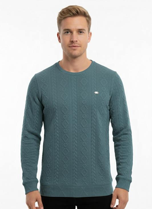 Men’s Textured Round Neck Jacquard T-Shirt