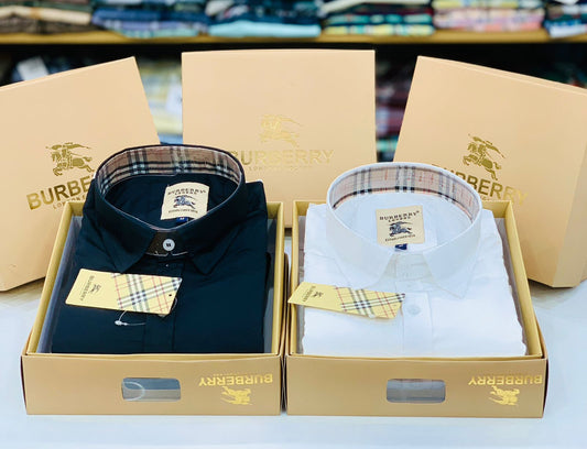 Burberry Premium Quality White and Black Shirt Combo - With Brand Box