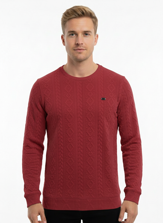 Men’s Textured Round Neck Jacquard T-Shirt
