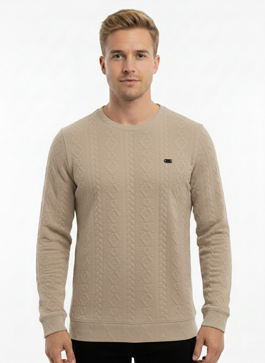 Men’s Textured Round Neck Jacquard T-Shirt