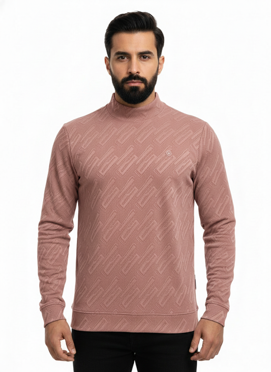 Men’s Solid Tee Neck Jacquard Stretchable T-Shirt