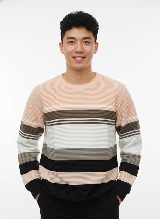 Men’s Striped Cord Fabric Full Sleeve T-Shirt