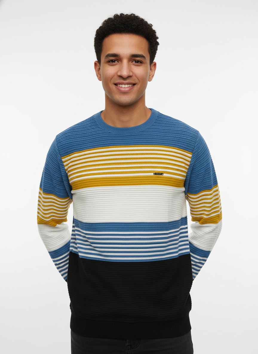 Men’s Striped Cord Fabric Full Sleeve T-Shirt