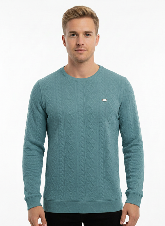 Men’s Textured Round Neck Jacquard T-Shirt
